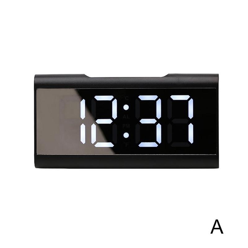 Led Mirror Screen Alarm Clock Digital Clock Voice Control Snooze Date Temperature Display For Home Decoration R4j9: white