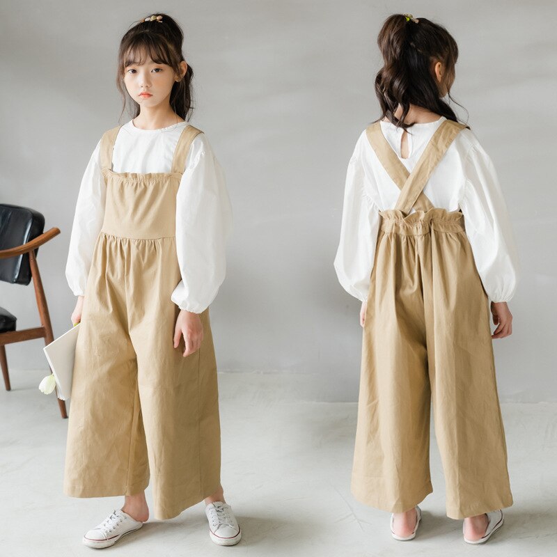 Meisjes Overalls Lente En Zomer Koreaanse Kinderkleding Casual Losse Rechte Wijde Broek Grote Kinderen Broek LB285