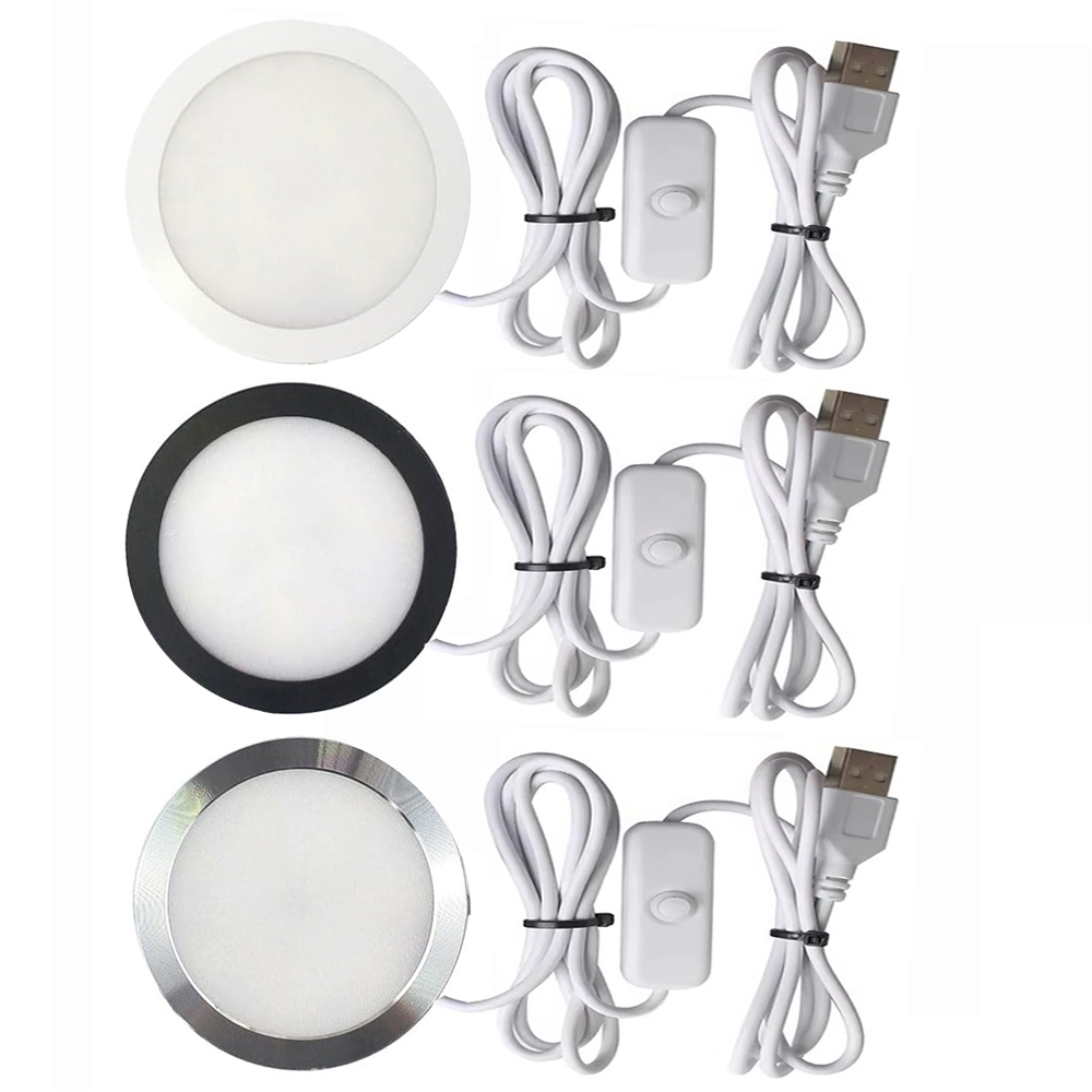 Led-lys til underskap, vitrineskap, hylle, benkeplatebelysning, campingvogn, bobil, innvendig spotlampe med 5v usb-brytere