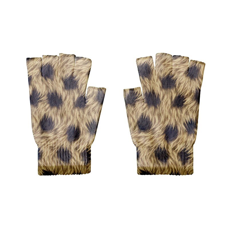 Guanti leopardati da uomo e da donna guanti senza dita Touch Screen mezze dita con guanto elasticizzato guanti da lavoro Unisex: style1