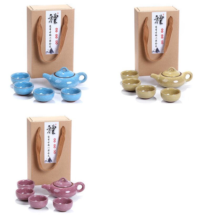 Exquisite carton packaging Tea Set 1pot 4cups,Ceramic Crack glaze Tea Sets,TeaCup,ChineseTravel Teapot, Drinkware Coffee&Tea Set