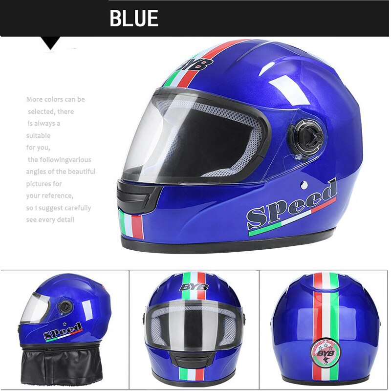 Motorcycle Helmet Windproof Full Face Helmets Dual Lens Anti-Fog Sun Protection Helmet Men Moto Electric Helmet Motocross: 1PCS Blue