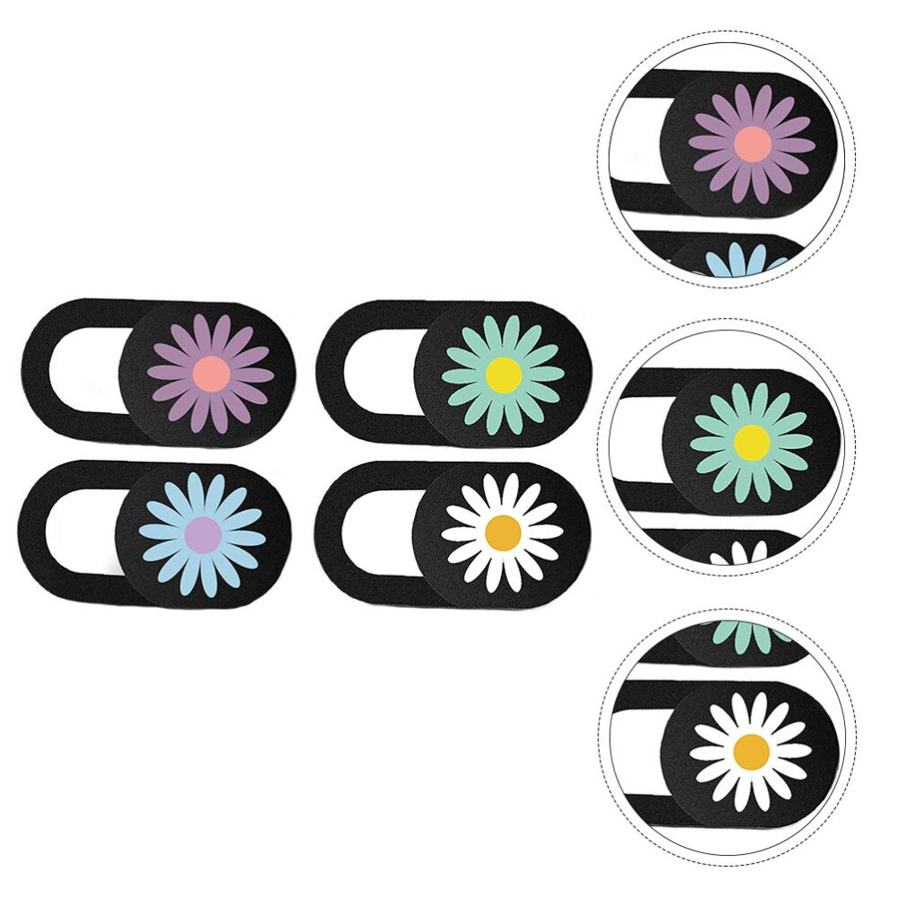 4pcs Daisy Pattern Laptop Camera Cover Ultra Thin Slide Laptop Camera Cover