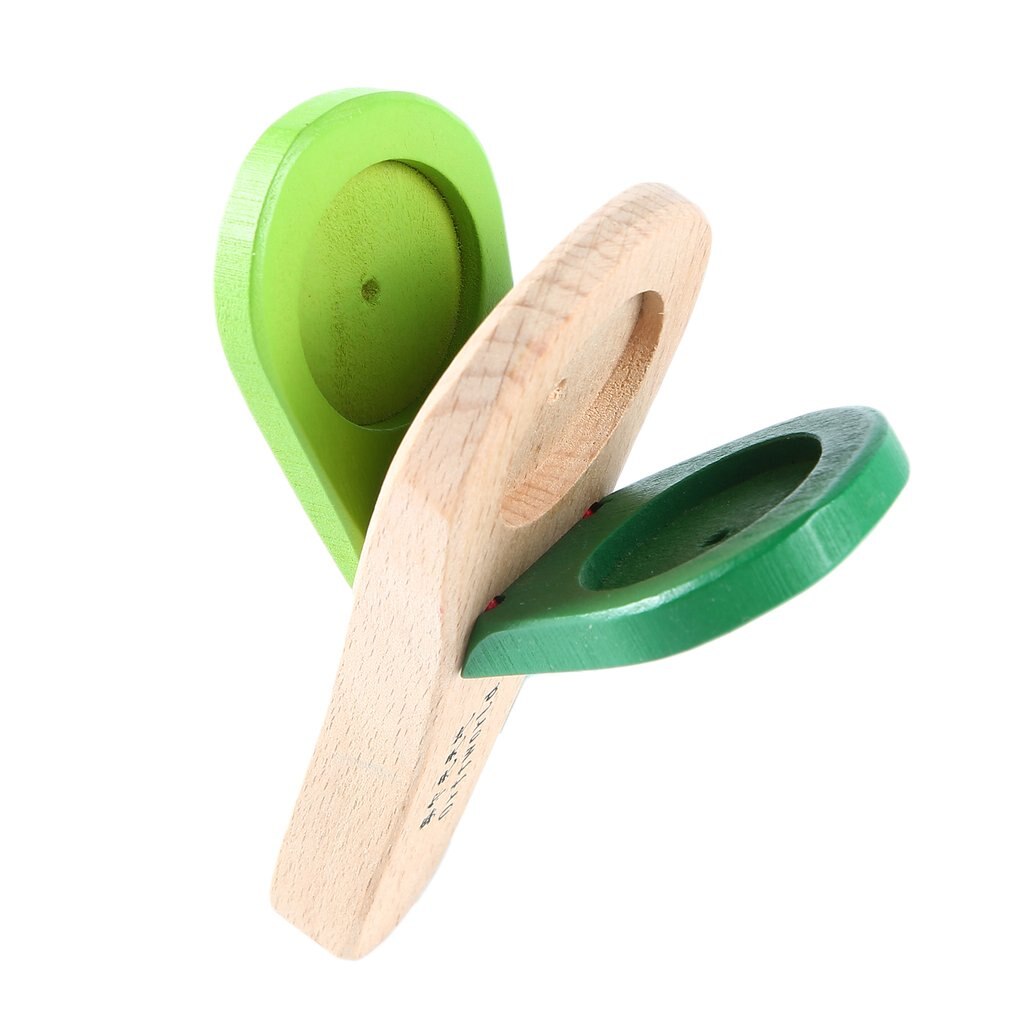 Orff world Lovely Castanets Kids Child Baby Wooden Castanet Clapper Handle Musical Instrument Preschool Early Educational Toy