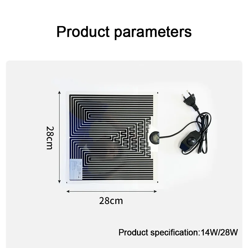 1Pc Fish Tank Heating Mat EU Plug Low Temperature Waterproof Moisture-proof Adjusting Temperature 0-50℃ For Turtles Snakes: Red