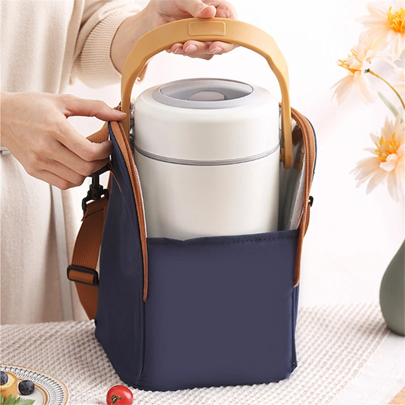 Round Thermal Lunch Box Bag Waterproof Insulated Food Tote Kids Keep Fresh Cooler Shoulder Bags Portable Bento Storage Pouch