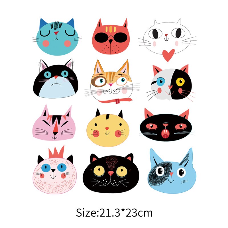 pineapple Animal Patches Cat Owls Diy Iron On Sticker Kids Clothes Iron Washable Custom Patches Heat Transfer Vinyl Sticker: 21.3x23cm