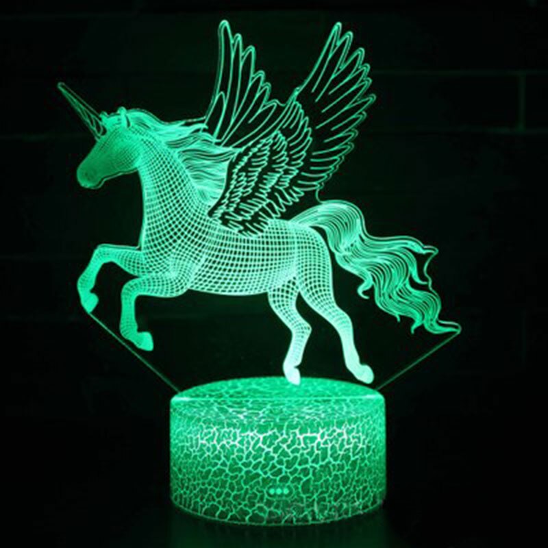 Linson 3D eenhoorn Led Licht eenhoorn Dier Lamp Led Nachtlampje USB Bureau Tafellamp Luminaria Home Decoratie Kinderen Speelgoed: 9 / Touch 3 COLOR
