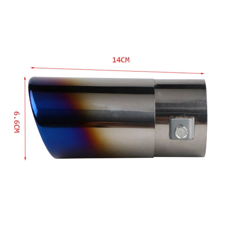 AutoBizarre Stainless Steel Burnt Blue Holographic Blue Oval Shaped Pipe Car Exhaust Tail Muffler Silencer Tip Car End Pipe Tail Exhaust Show Pipe Universal for All Cars (Multicolor Oval Pipe Straight)
