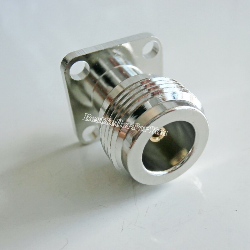 1x N Female Panel Mount Chassis with 4 Holes Flange PTFE Solder Connector 17.5mm