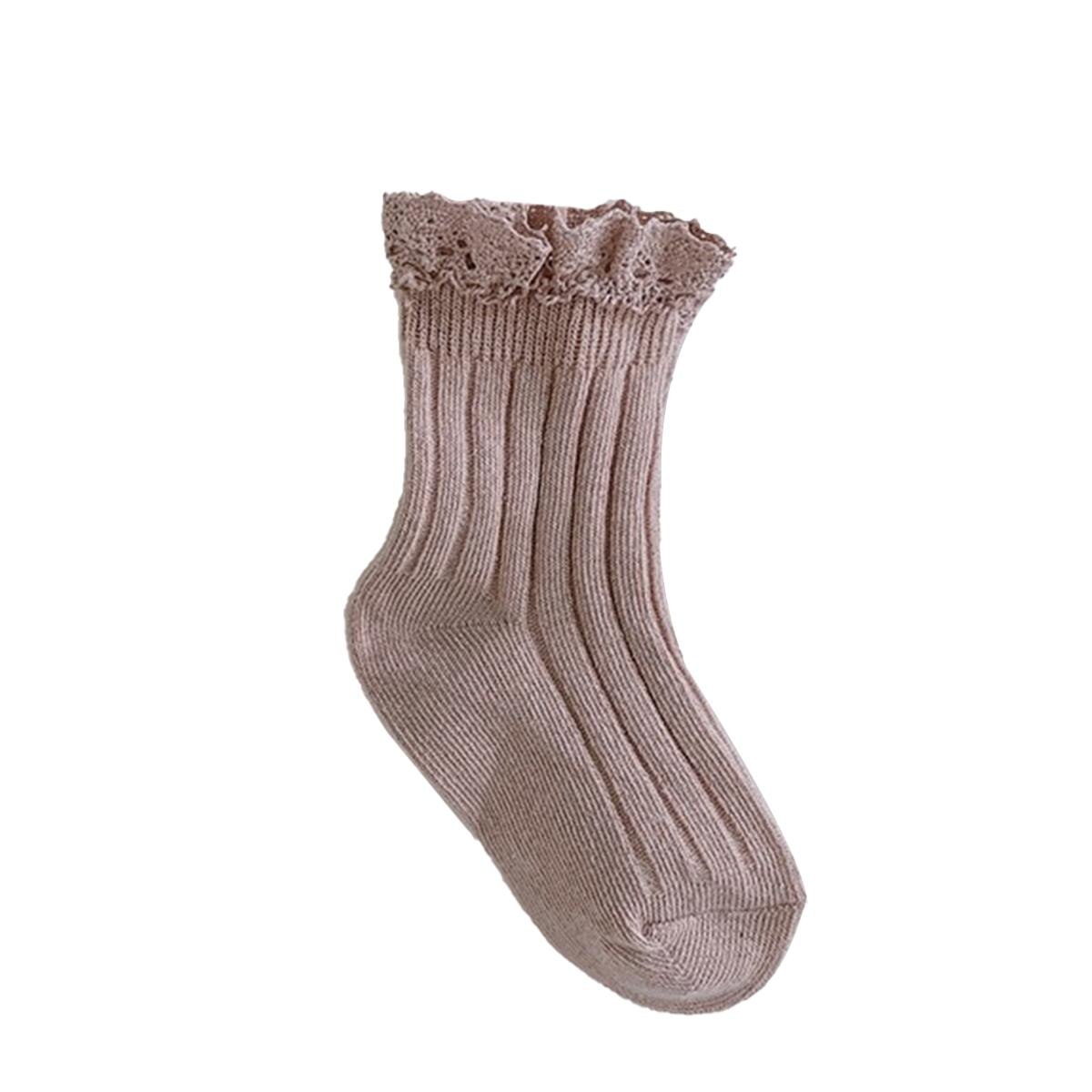 1-8Y 1 Pairs Spring Autumn Trendy Socks Children's Baby Girl Candy Colors Thin Cotton Princess Lace Ruffled Edge Socks