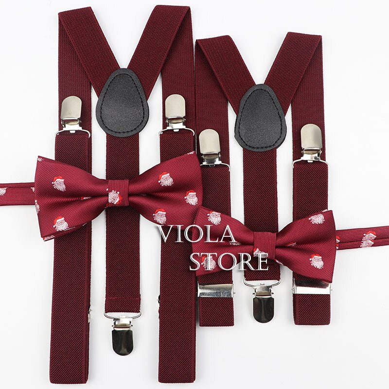 Christmas Year Suspender Bowtie Sets Men Women Boy Girl Kid Party Y-Back Shirt Braces Butterfly Belt Bow Tie Pants Accessory