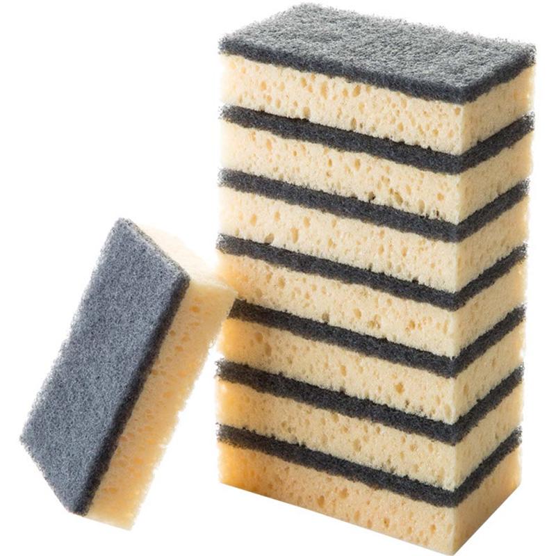 Estropajos multiusos 16 Uds., sin arañazos, limpieza de platos, utensilios, utensilios de cocina de doble cara, esponja para cocina y baño (negro)