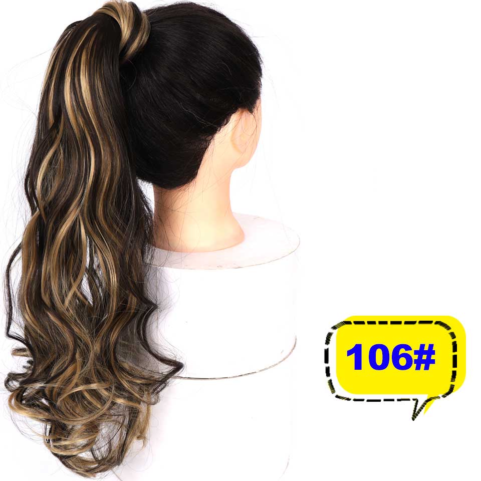 DIFEI Lange Golvende Natuurlijke Paardenstaart Clip in Pony tail Hair Extensions Wrap Rond op Synthetisch Haar Stuk voor Vrouwen: 106