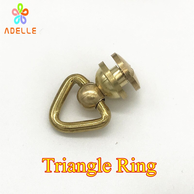 10x Bal post met Driehoek Ring D-ring Draaien messing Solid Schroef/Nail Klinknagel/head button stud/chicago schroef 3 Stijl: Triangle  ring