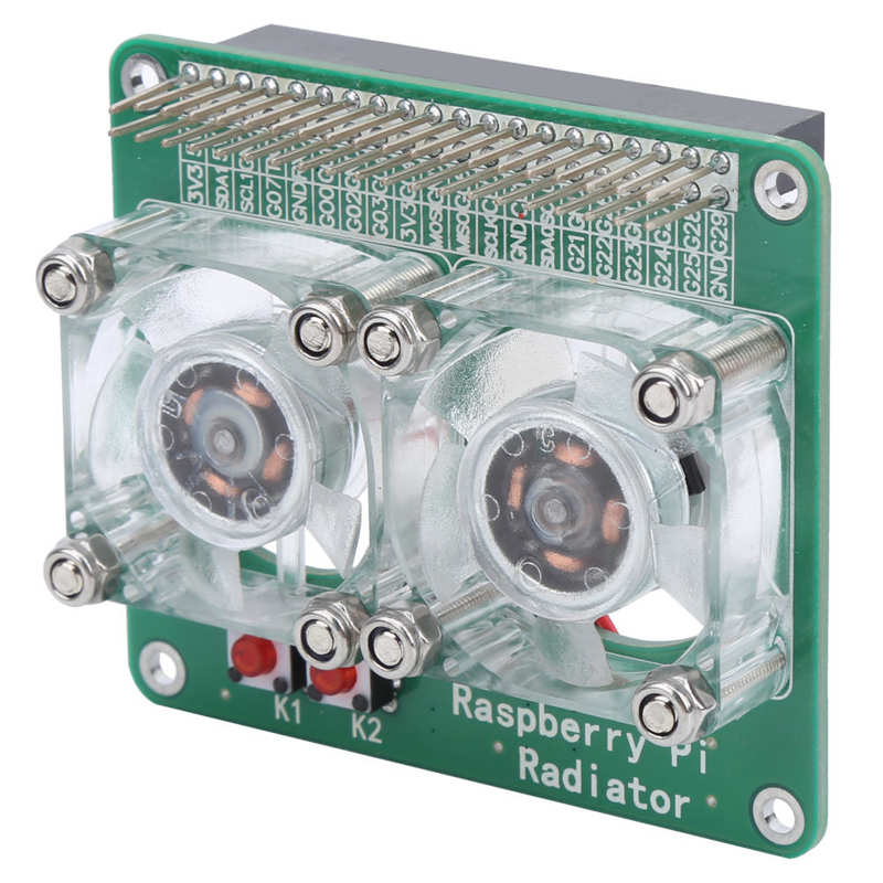 Dual Cooling Fan Transparent Heatsink Cooler Radiator for Raspberry Pi 3A+ 3B 3B+ 4B DC5V CPU Cooling Fan Parts