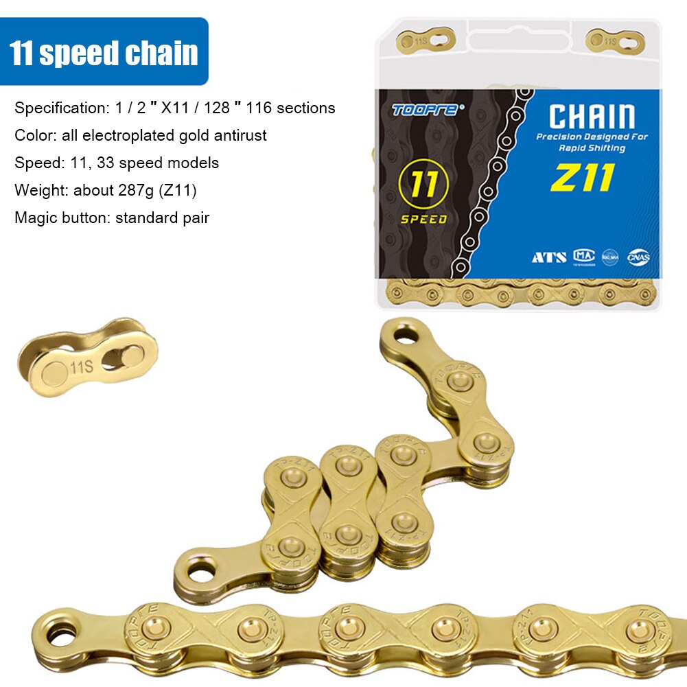 Mountain Bike Chain 6 7 8 9 10 11 12 Speed MTB Bike Electroplated Silver Bicycle Chain 116 links Road Bike Chains: 11 speed gold
