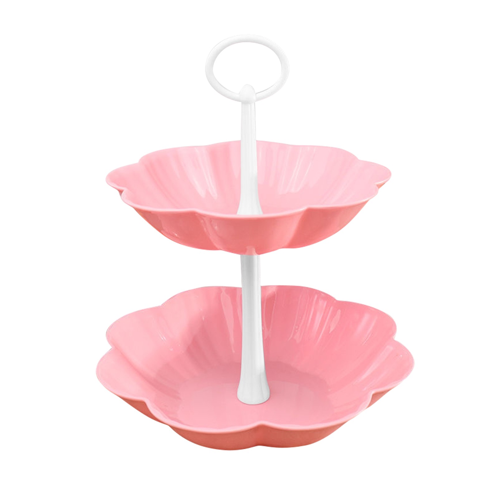Afneembare Cake Stand Europese Stijl 2 Tier Gebak Cupcake Fruitschaal Serveren Dessert Houder Wedding Party Home Decor: Pink 