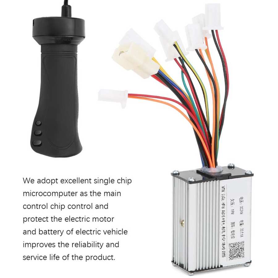 Electric Bicycle Controller Set 24V 250W Brush Controller Extended Cable Single Hand Grip Set Electric Bicycle Handlebar