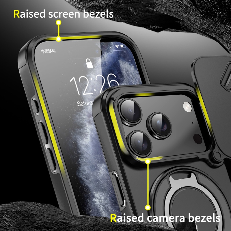 luxe360 ° Ring Standhouder Magneet Telefoonhoesje voor iPhone 17 Air 17 Pro Max Schokbestendige Slide Camera Protecto Cover