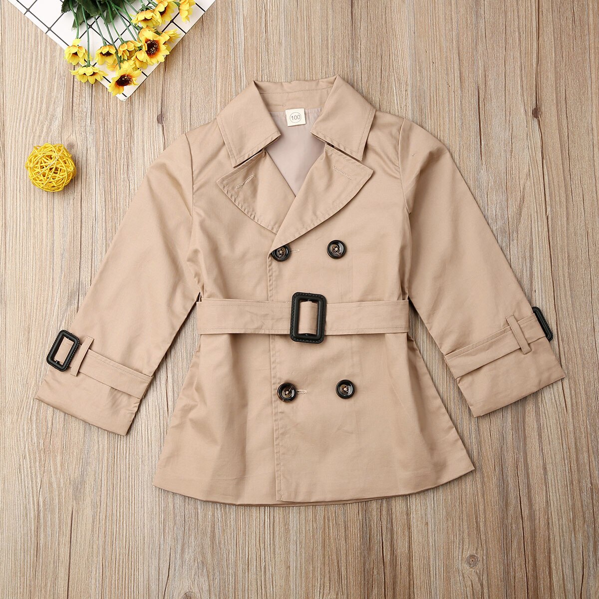 Trench-Coat à Double boutonnage pour bébé fille, veste coupe-vent chaude, vêtements d'extérieur