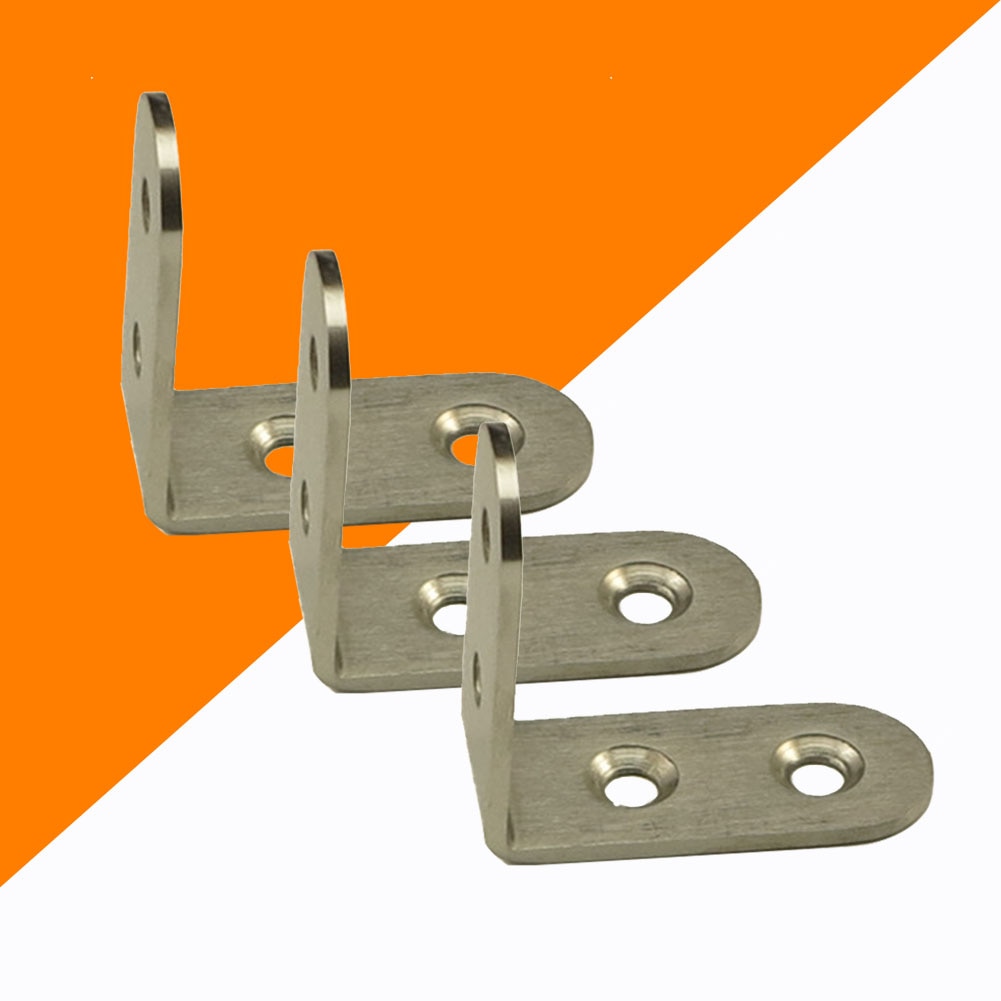 10pcs/set Round Edge Bracket Hardware Right Angle Tools Thickening Shelf 90 Degree Corner Brace Tripod Joint Stainless Steel