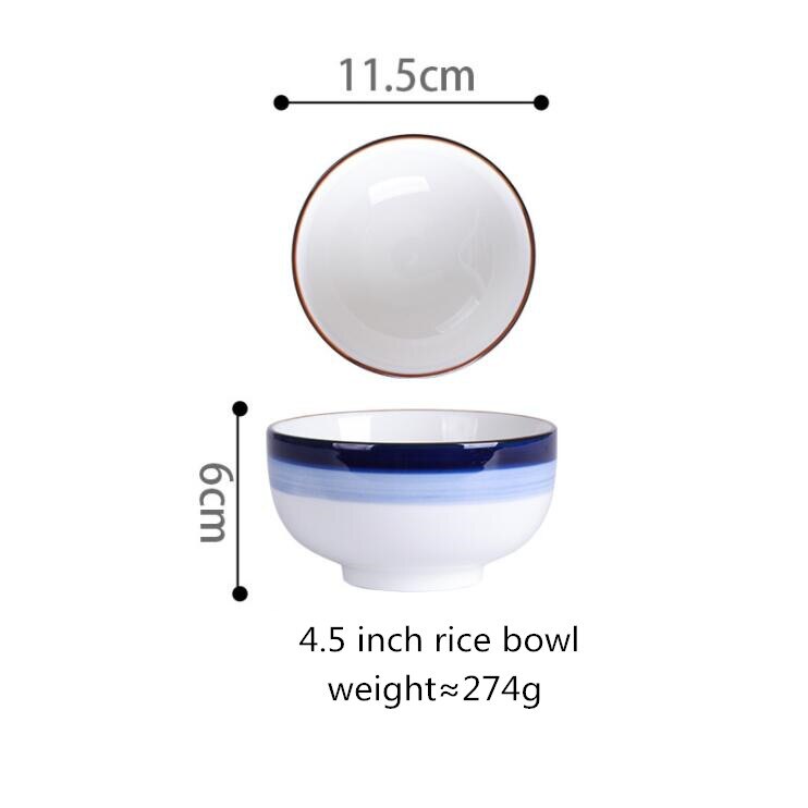 Assiette de cuisine en céramique | Assiette à dîner, dégradé bleu service de table, plats alimentaires, riz salade nouilles bol soupe outil de cuisine 1 pièce: 11.5cm Rice bowl