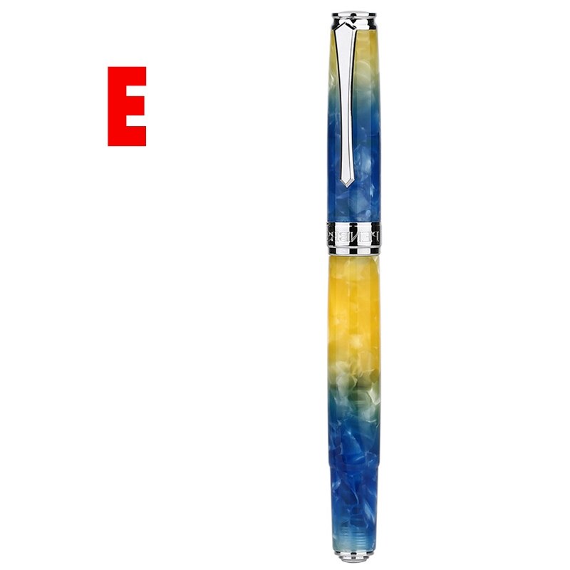 PENBBS 500 de acrílico colorido pluma estilográfica con émbolo Clip de plata Punta fina F escribir fuente bolígrafos la escuela de artículos de oficina: E