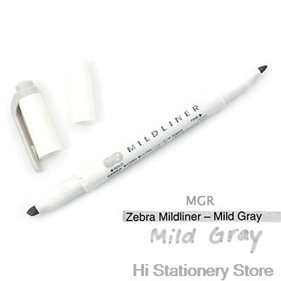 branded Zebra MildLiner Highlighter Marker Double-Sided Round Toe/Oblique Mild 15 Color for Choose Office and School Supply: Mild Gray 1PC