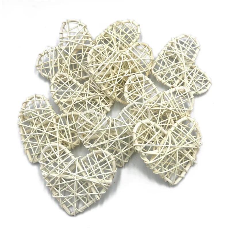Bola de mimbre Natural para decoración del hogar, 10 piezas, 5cm/6cm/7cm, corazones de mimbre, para mesa de boda: M / Verde menta