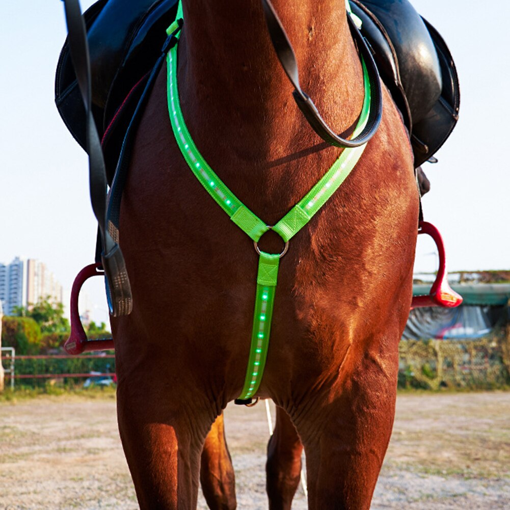 Riding Equipment Nylon Webbing LED Horse Harness Night Visible Breastplate Cool Equestrian Safety Adjustable Length Collar