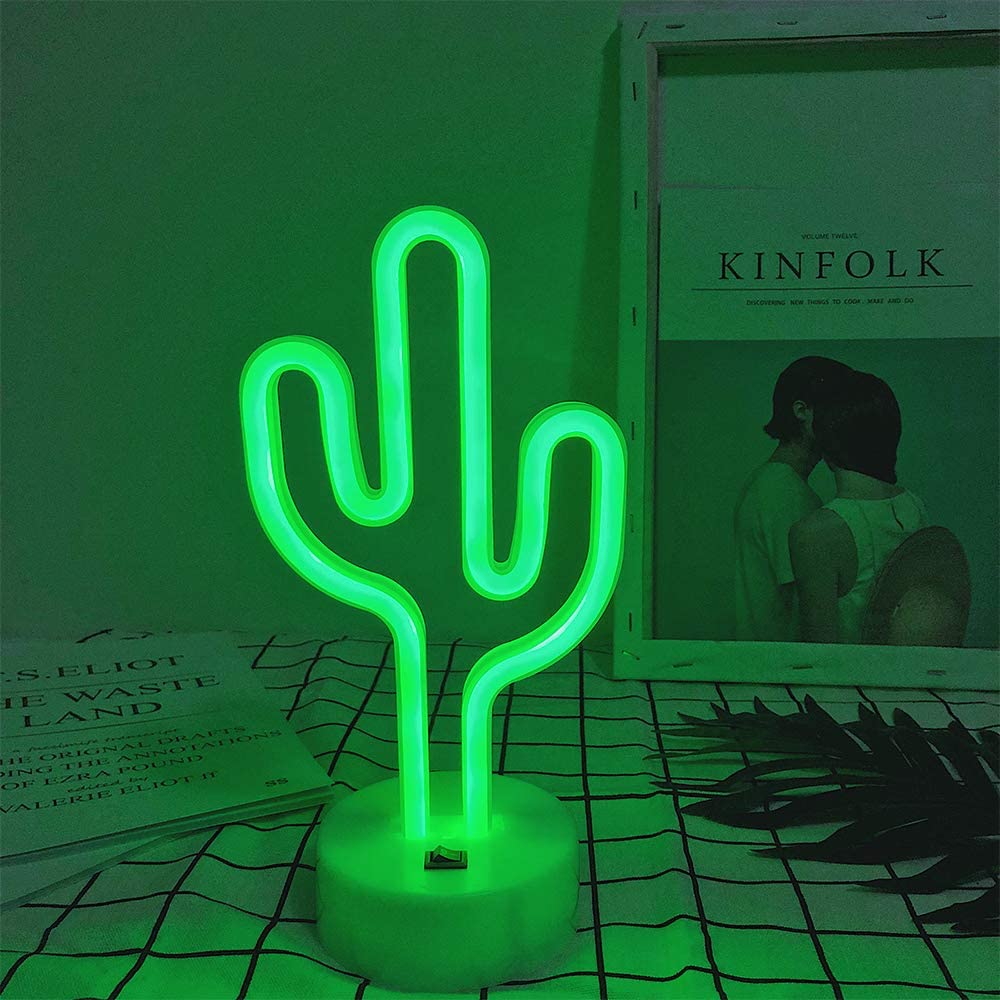 Led néon Cactus en forme de lampe verte USB et alimenté par batterie pour les chambres à la maison mariage anniversaire Decorat table veilleuse