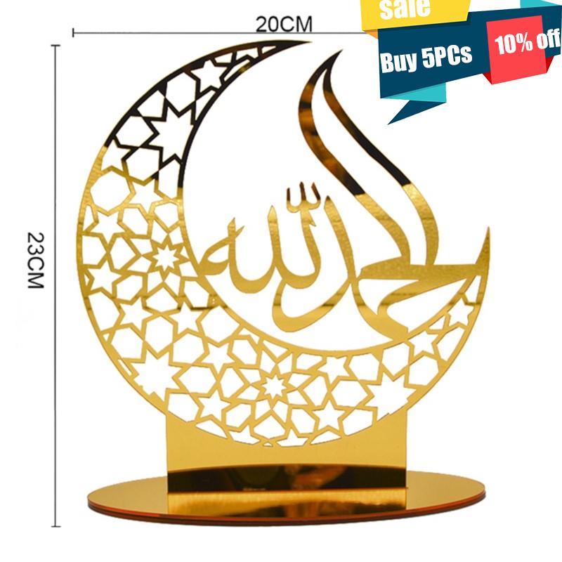 Ramadan dekoration glad eid mubarak islam akryl månestjerne skrivebordspynt hajj islamisk muslimsk festival festdekoration: 9