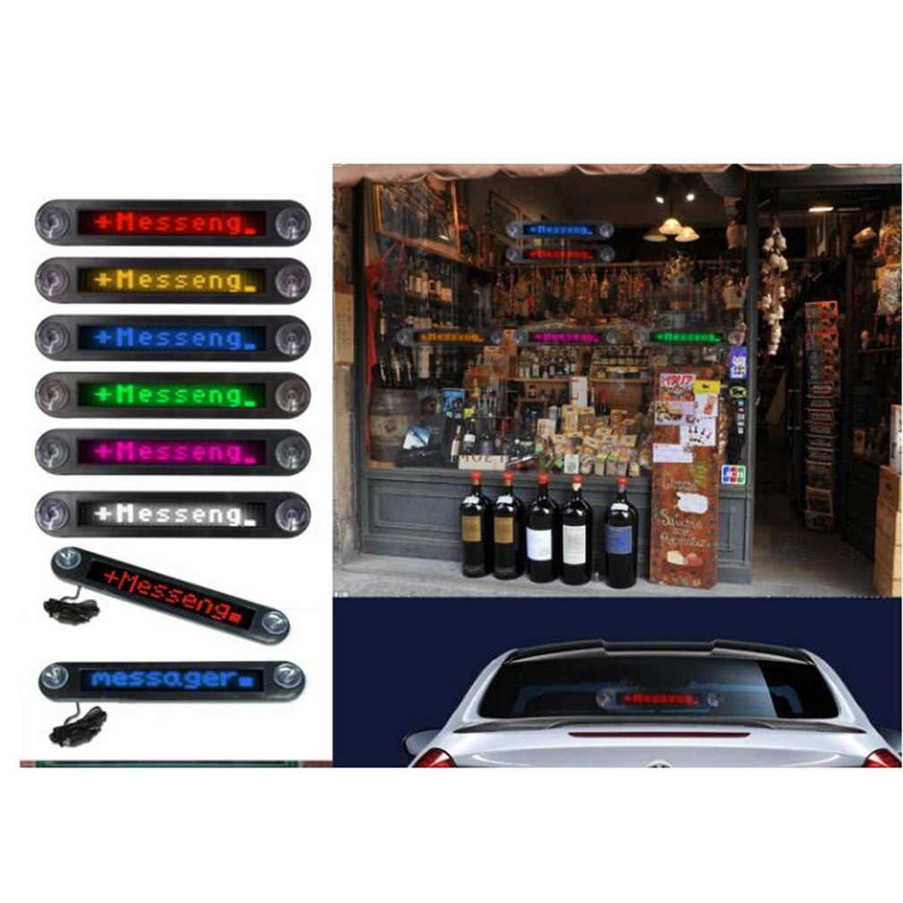 12V Led Auto Teken Programmeerbare Scrolling Rode Bericht Bord Met Afstandsbediening Mini Reclame Led Scherm 7X40 Dots