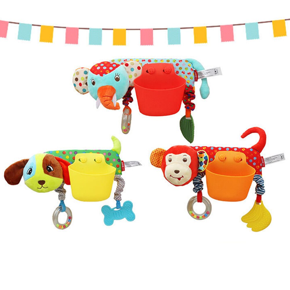Born Baby Crib Educational Wrap Around Rattle Teether Storage Pocket for Baby(Monkey Pattern)