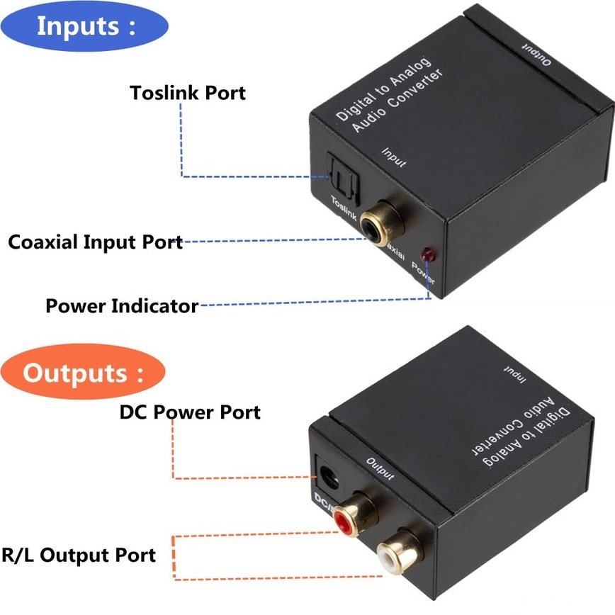 Digitaal Naar Analoog Audio Converter Digitale Optische Coax Coax Toslink Naar Analoog Rca L/R Audio Converter Adapter Versterker