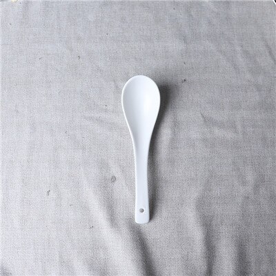 17cm Effen Matte Keramische Lange Lepel Onder Glazuur Porselein Koffie Melk Roeren Soeplepel Huishoudelijke Noodle Lepel Keuken Tool: White