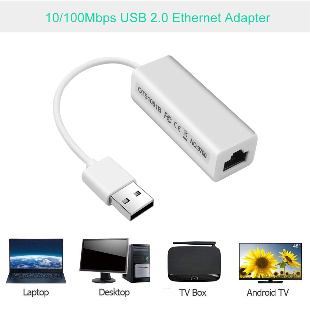 Kebidu USB 2.0 Ethernet Network LAN Adapter Card USB to RJ45 10/100 Adapter For PC windows7 8 10 Laptop High Performance