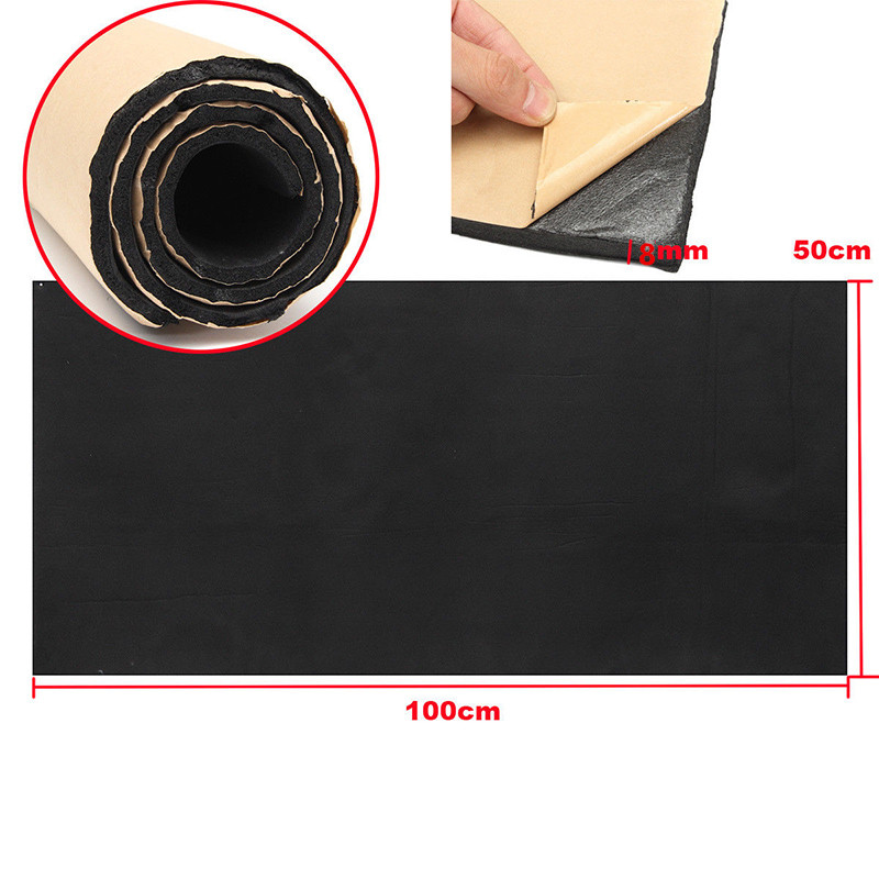 1 rull 8mm bil akustisk skumgummi lydisolasjonsmatte bilhøyttalere lydisolering vibrasjonsisolering 50 x 100cm