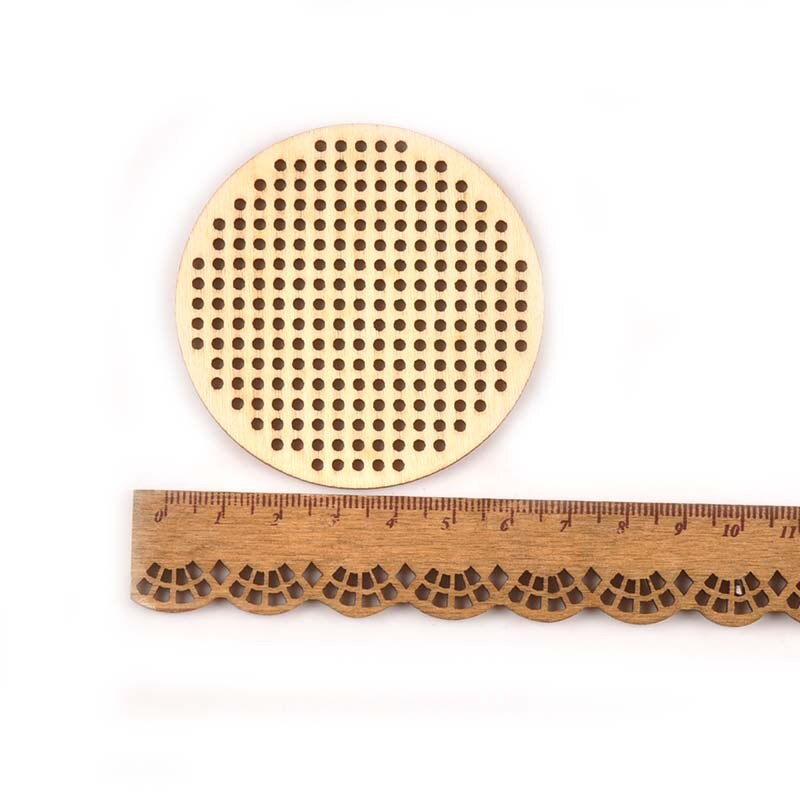 Manualidades de madera redondas con forma de corazón para álbum de recortes, adornos de madera tallados en agujeros de punto de cruz, accesorio hecho a mano para decoración del hogar, 10 Uds., M2564: 4