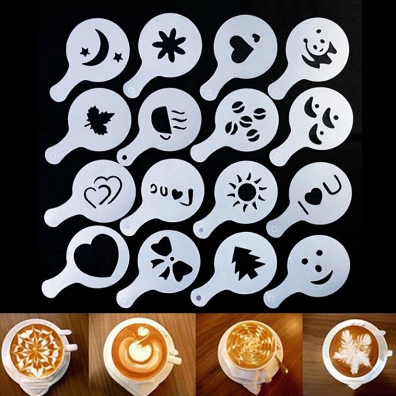 Pochoirs d'art 9 Styles pour café, Cappuccino, Barista, modèles de gâteaux, plumeau, accessoires pour café Gusto Nespresso Dolce