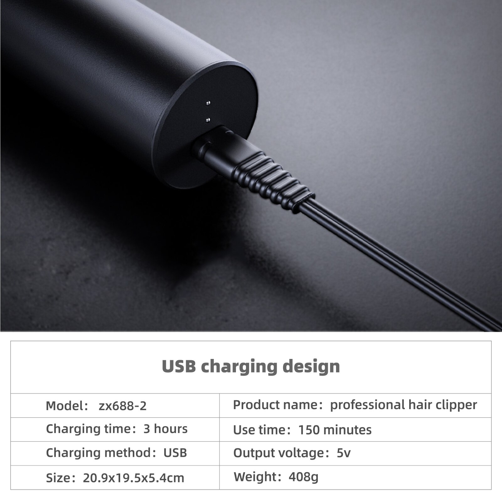 Rechargeable men's electric barber shop, barber shop with titanium ceramic blade and LCD