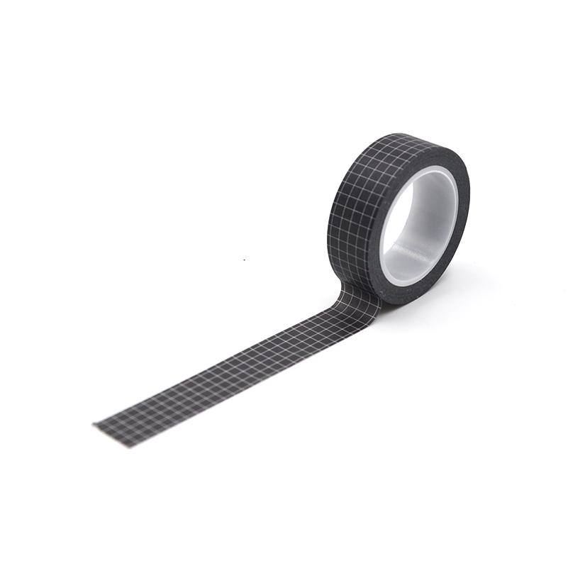 Cinta Washi de cuadrícula blanca y negra, papel japonés, planificador DIY, cinta adhesiva de 10M, pegatinas, cintas decorativas de papelería: Black
