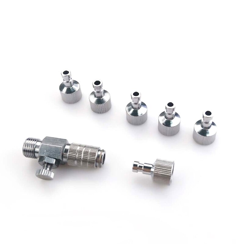 Airbrush Quick Release Disconnect with 5 Male fitting, 1/8" BSP Male and Female Coupling Set with Airflow Adjustment Contro