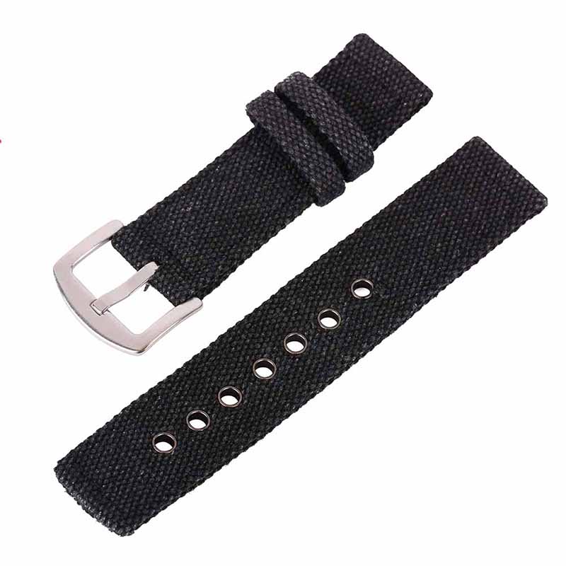 / 18mm 20mm 22mm 24mm Canvas Camouflage Watch Band Strap For Men Women Watches Belt Accessories Wrist Watch Bracelet: Black / 22mm