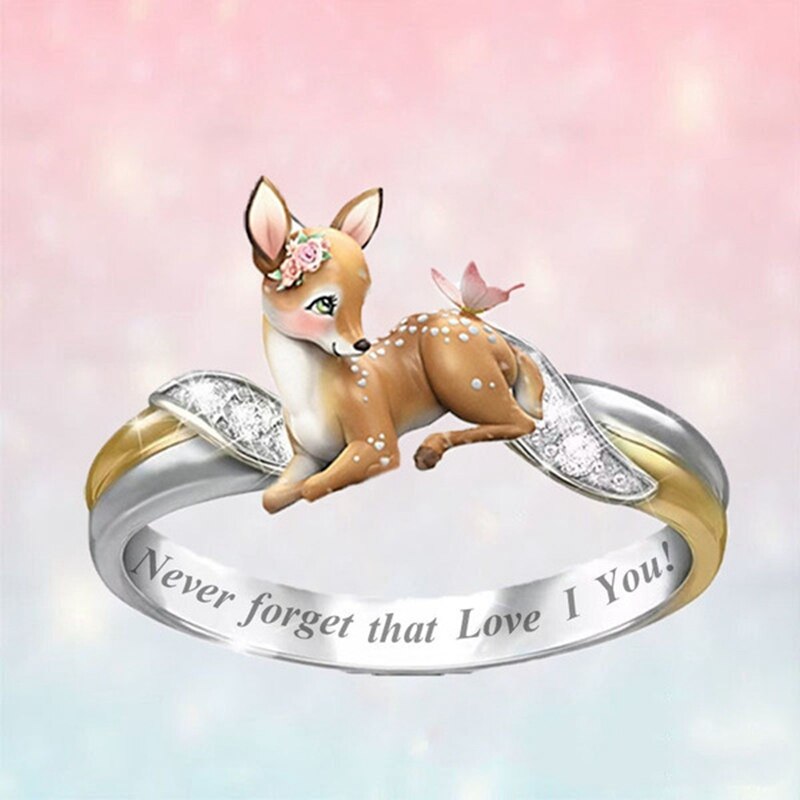 Bague en forme de cerf Sika, d'anniversaire pour femmes et filles, bijoux exquis, accessoires mignons: 7