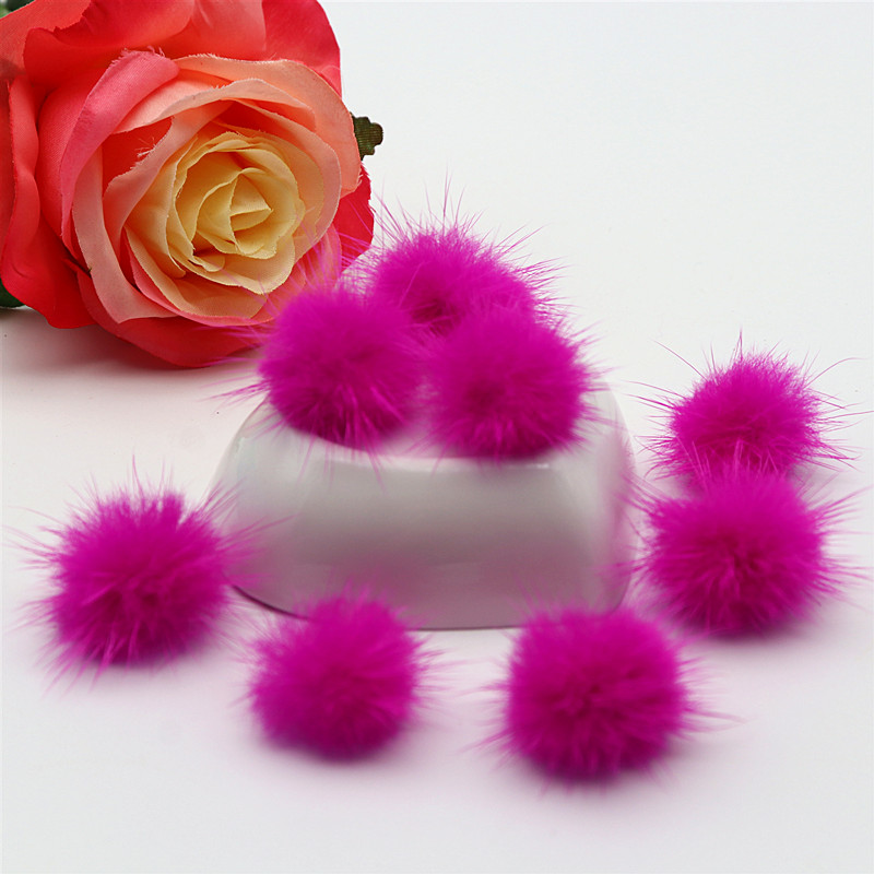 Pompones de visón coloridos de 25Mm, esponjosos de 2,5 cm, pendientes de sombreros, Llavero artesanal, materiales de joyería hechos a mano, 10 Uds.: Cobre