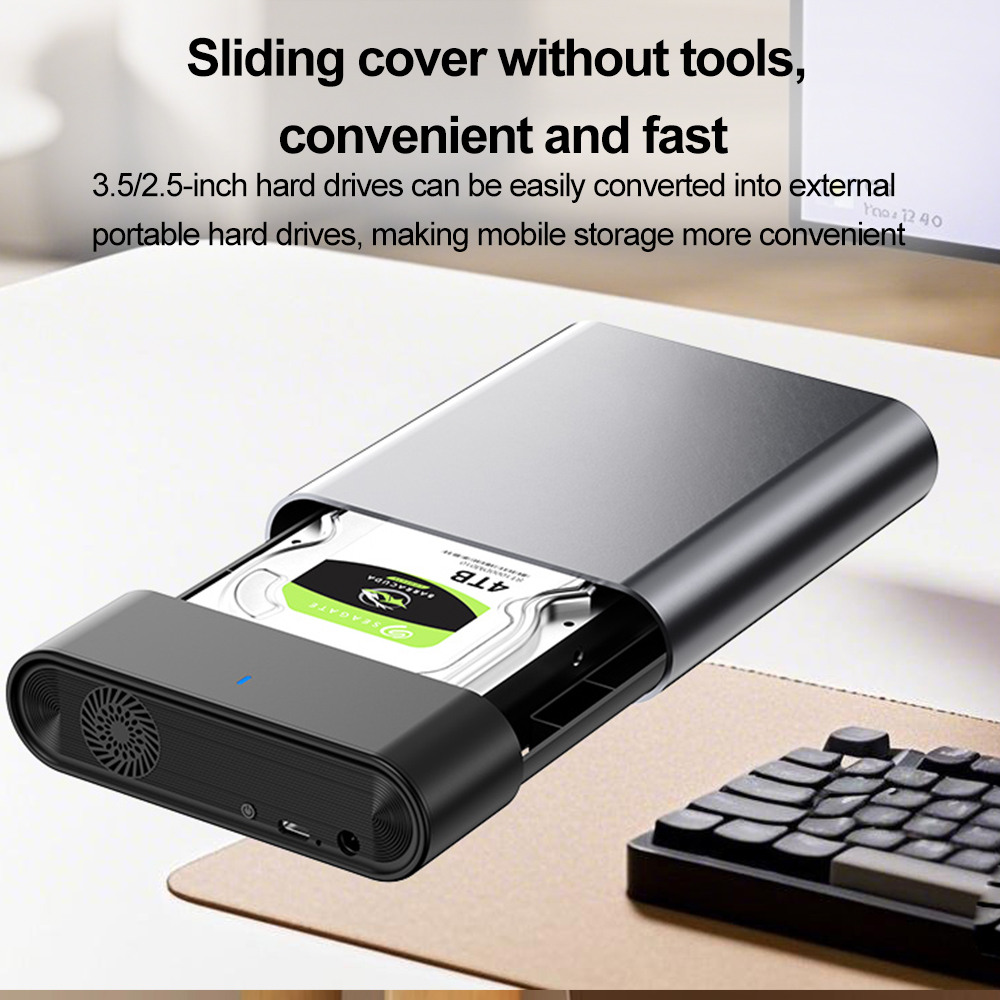 USB 3.1 HDD/SSD Enclosure 2.5/3.5'' Aluminum Alloy External Hard Drive Case SATA TO Type C 12TB High Speed Adapter for Laptop PC