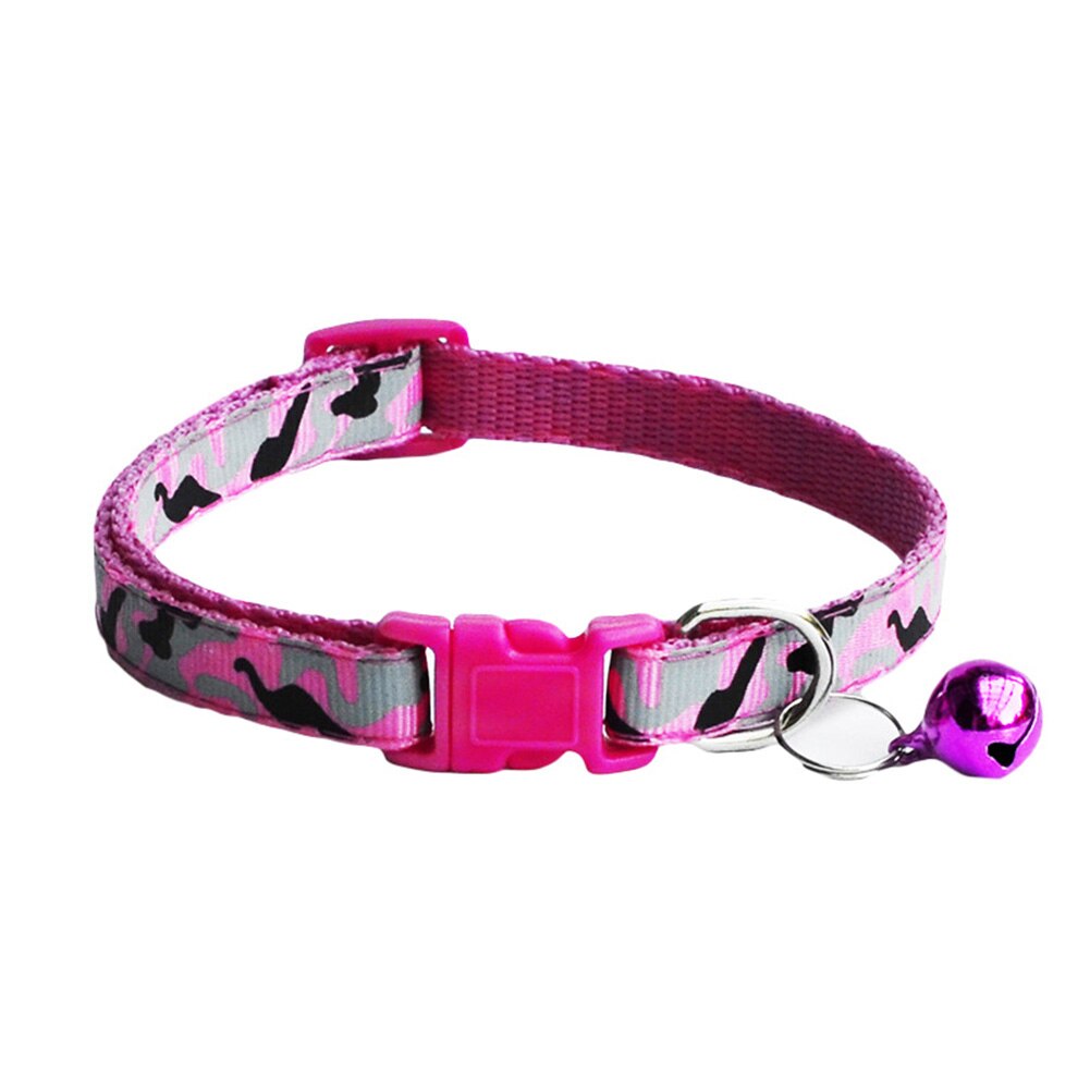 1pc hundehalsbånd med hætte camouflage print halsbånd polyester rem justerbar spænde killing kæledyr hvalp dyr snor tilbehør: Rosenrød