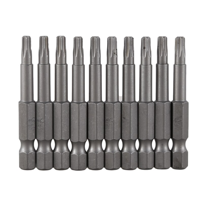 6.3Mm Hexagon Shank 4Mm T20 Magnetische Tip Torx Schroevendraaier Bits 10 Stuks: Default Title